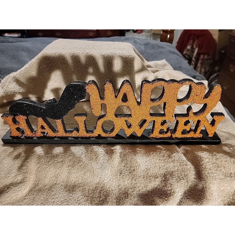 Happy Halloween Signโ With Spooky Bat 19 Inches